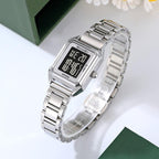 SKMEI 2493 Small Women Electronic Watch Square Steel Strap Watch, Style: Silver Case Black - British D'sire