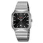 SKMEI 9361 Steel Strap Textured Dial Watch Business Casual Square Quartz Watch, Style: Silver Case Black Dial - British D'sire