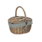 Small Antique Wash Double Lidded Oval Picnic Basket - Shopping Baskets - British D'sire
