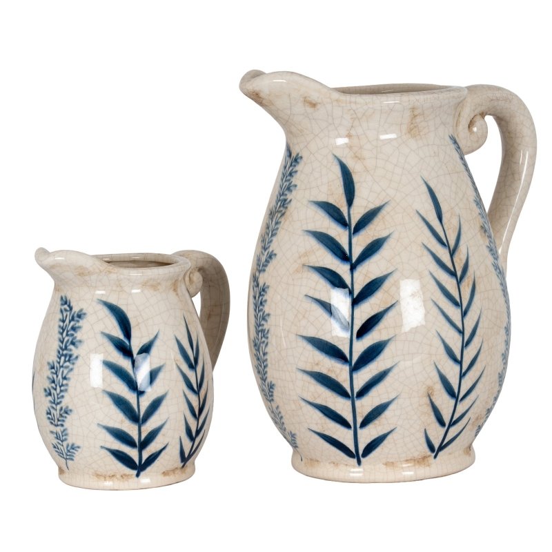 Small Blue Flora Olpe Jug Vase - Blue Ceramic Decorative Vase - Vases - British D'sire