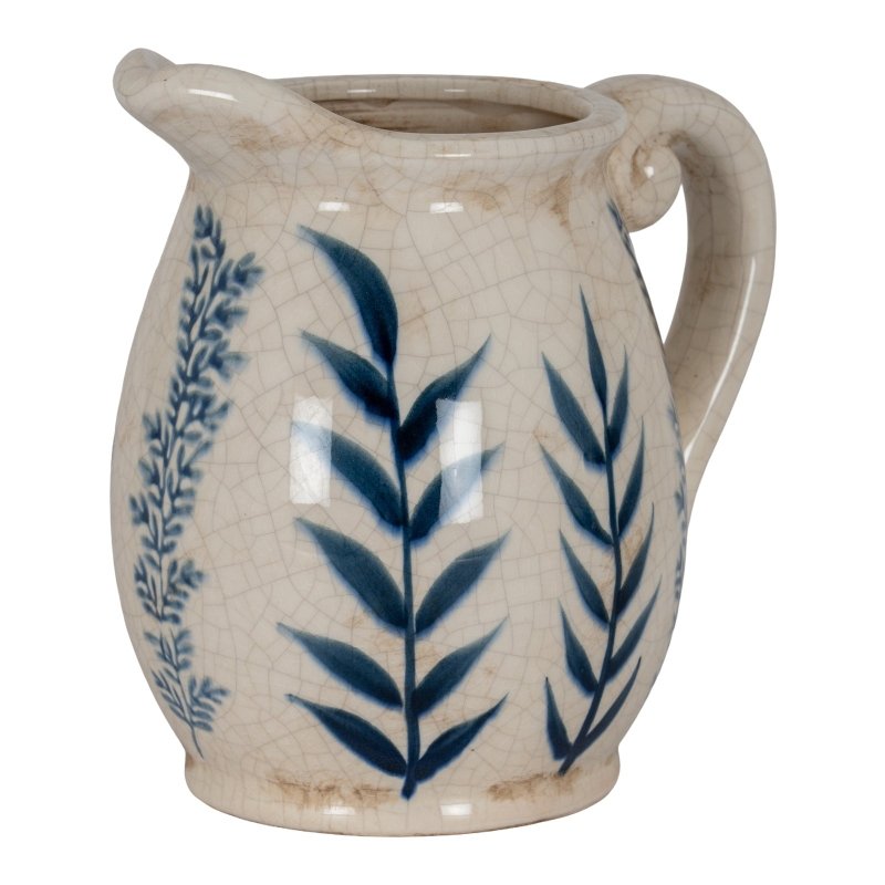Small Blue Flora Olpe Jug Vase - Blue Ceramic Decorative Vase - Vases - British D'sire