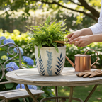 Small Blue Flora Planter Pot Decorative Home Accessory - Plant Pot - British D'sire