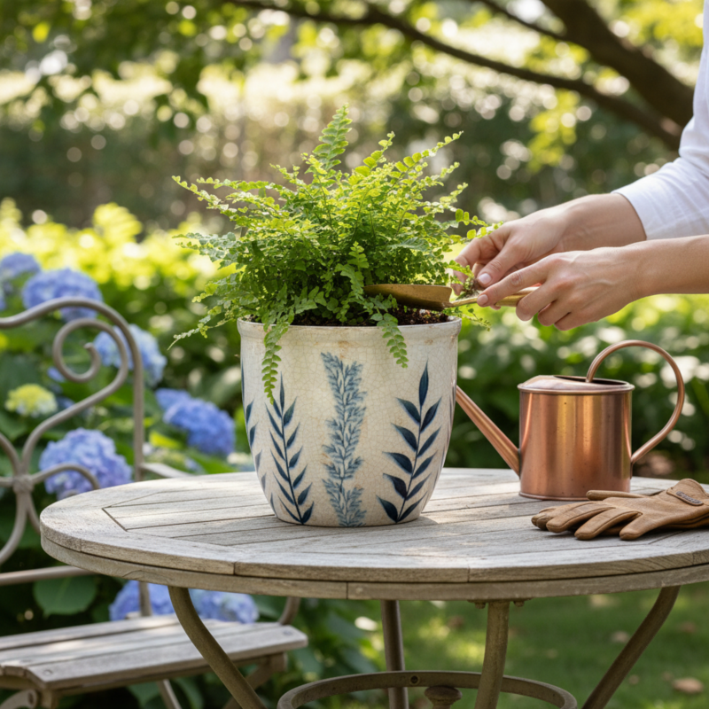 Small Blue Flora Planter Pot Decorative Home Accessory - Plant Pot - British D'sire