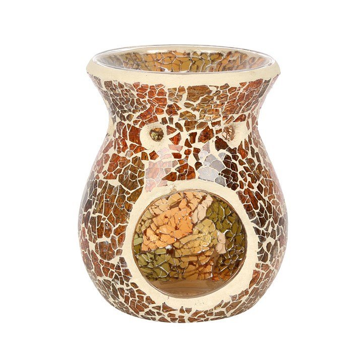 Small Brown Crackle Oil Burner and Wax Warmer - British D'sire