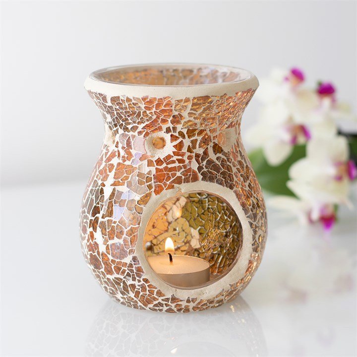 Small Brown Crackle Oil Burner and Wax Warmer - British D'sire
