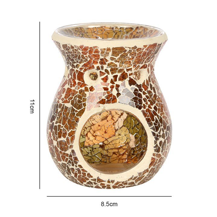 Small Brown Crackle Oil Burner and Wax Warmer - British D'sire