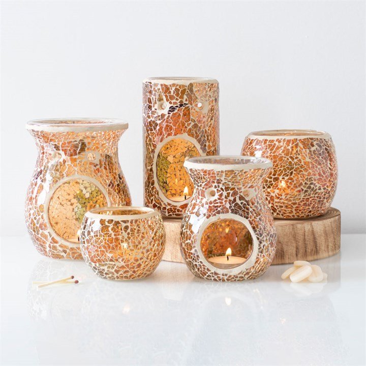 Small Brown Crackle Oil Burner and Wax Warmer - British D'sire