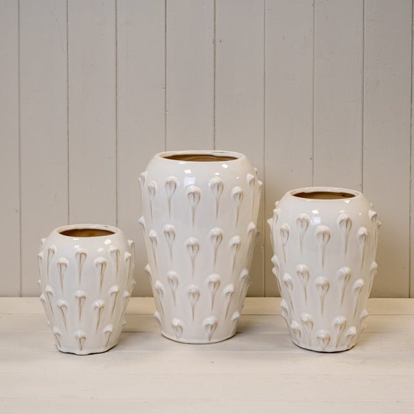 Small Cream Ceramic Bobble Vase - Ceramic Vase - British D'sire