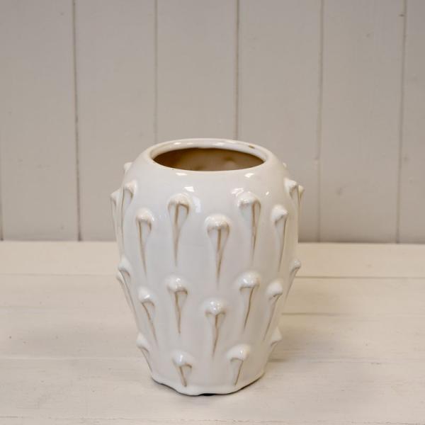 Small Cream Ceramic Bobble Vase - Ceramic Vase - British D'sire