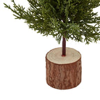 Small Green Fir Tree In Wood Log - Christmas Decor - British D'sire