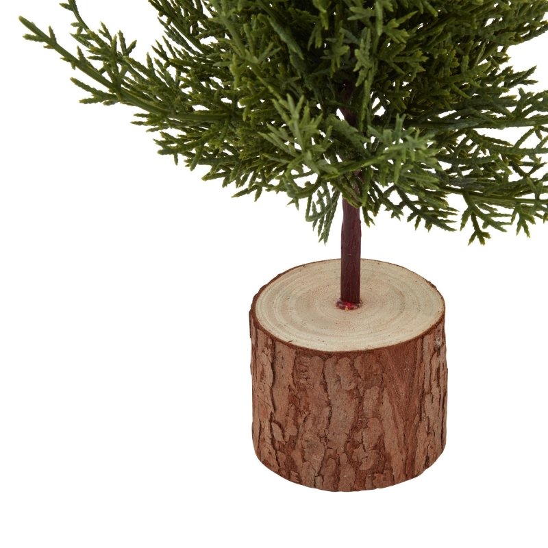 Small Green Fir Tree In Wood Log - Christmas Decor - British D'sire
