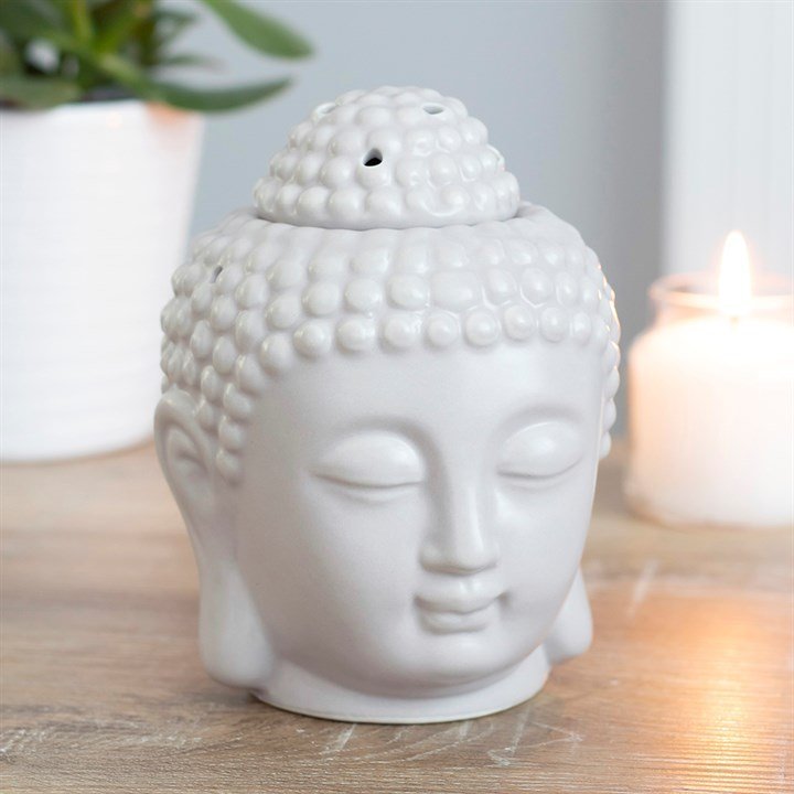 Small Grey Buddha Head Oil Burner - British D'sire