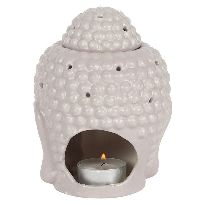 Small Grey Buddha Head Oil Burner - British D'sire
