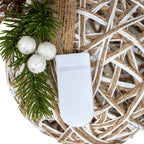 Small LED White Rattan Bauble With Branches And Ribbon - Christmas Decor - British D'sire