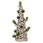 Small LED White Rattan Cone Tree With Winter Branches - Christmas Decor - British D'sire