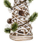 Small LED White Rattan Cone Tree With Winter Branches - Christmas Decor - British D'sire