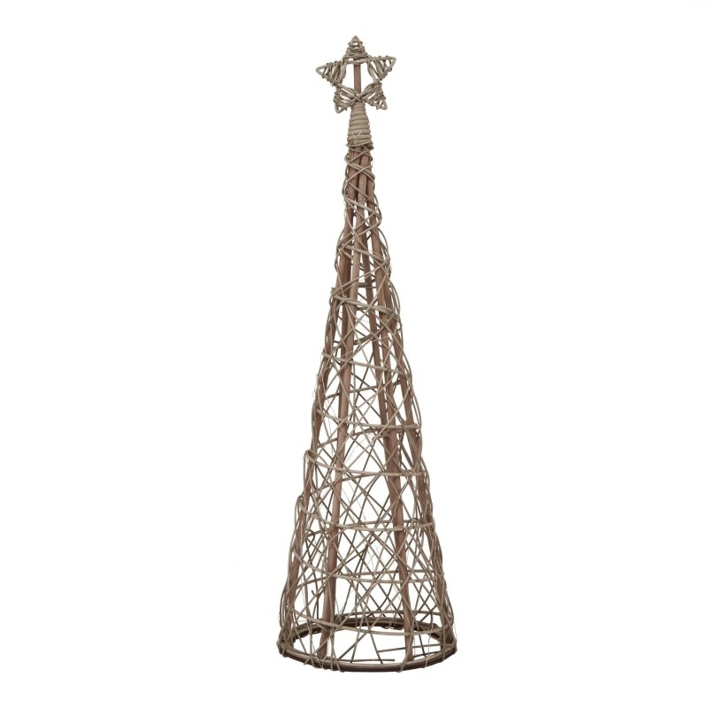 Small LED Wicker Christmas Tree With Star - Christmas Decor - British D'sire