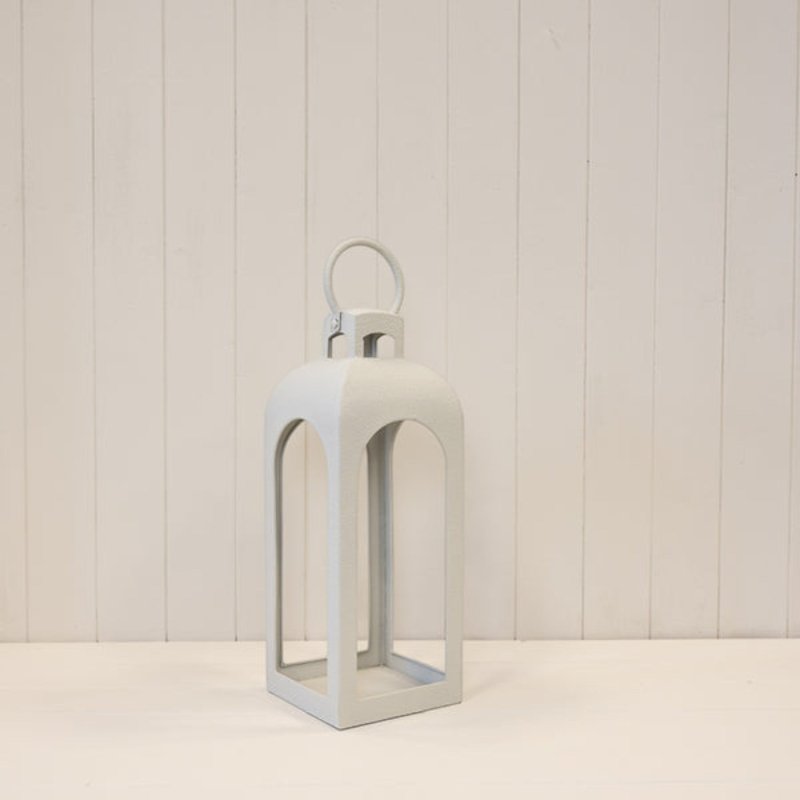 Small Off White Metal Open Face Lantern 41cm - Candle Holder - British D'sire