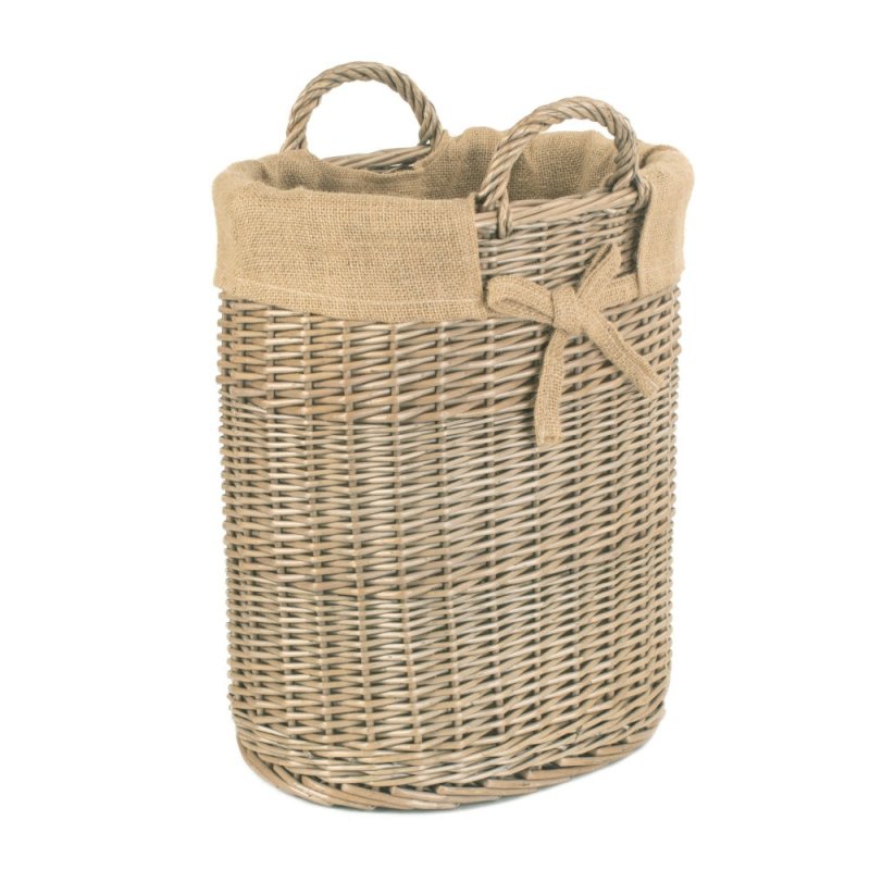 Small Oval Hessian Lined Log Basket - Log Baskets - British D'sire