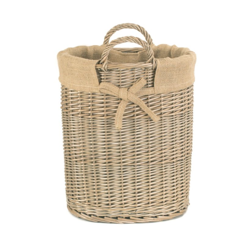 Small Oval Hessian Lined Log Basket Secondary image
