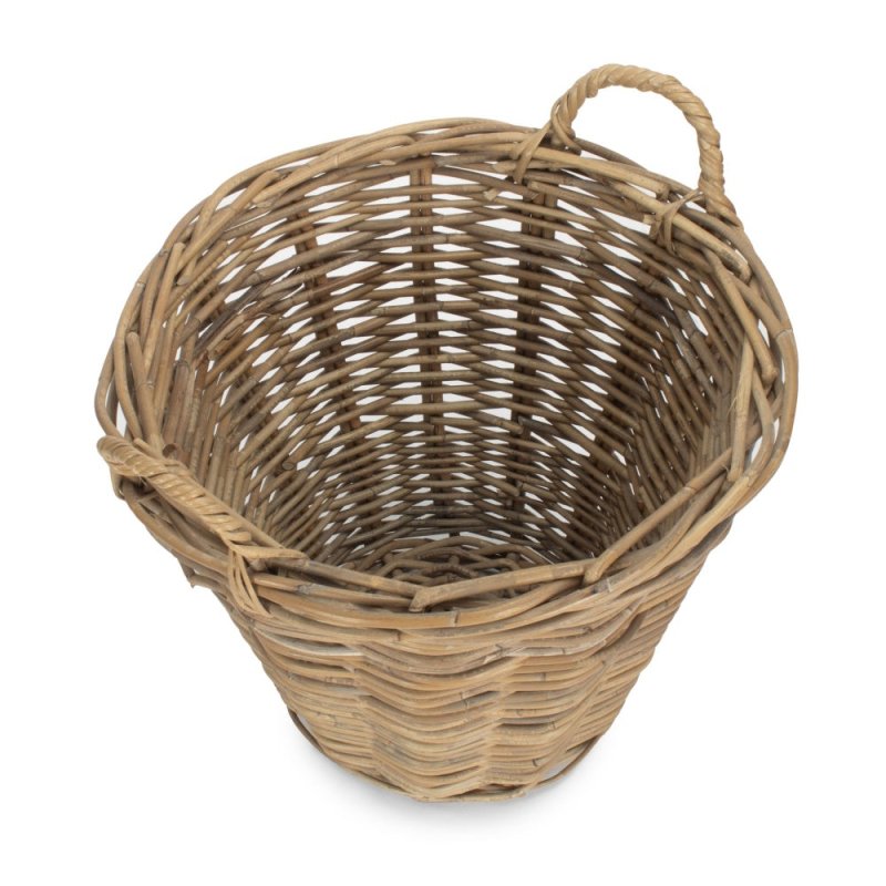 Small Round Grey Rattan Log Basket - Log Baskets - British D'sire