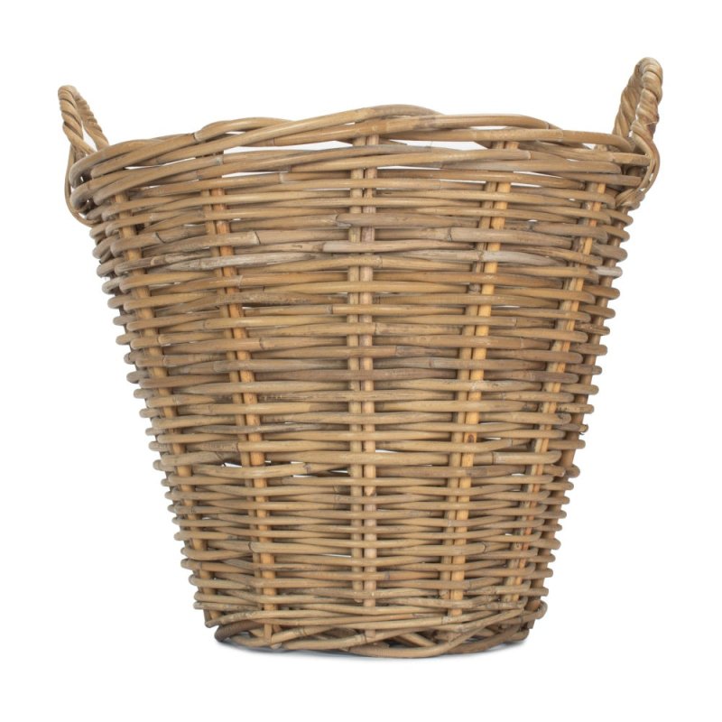Small Round Grey Rattan Log Basket - Log Baskets - British D'sire