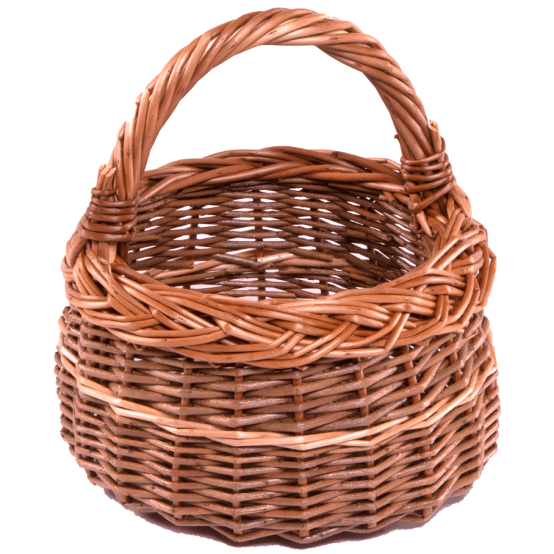 Small Round Wicker Shallow Shopping Basket - Shopping Baskets - British D'sire Main image