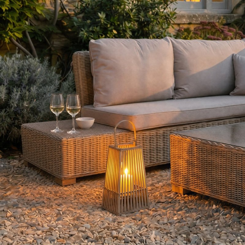 Small Silo Wicker Lantern With Glass Holder - Lanterns - British D'sire