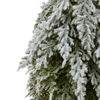 Small Snowy Fir Tree On Tall Wood Log - Christmas Decor - British D'sire
