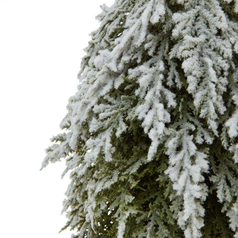 Small Snowy Fir Tree On Tall Wood Log - Christmas Decor - British D'sire