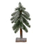 Small Snowy Pine Tree On Wooden Stand - Christmas Decor - British D'sire