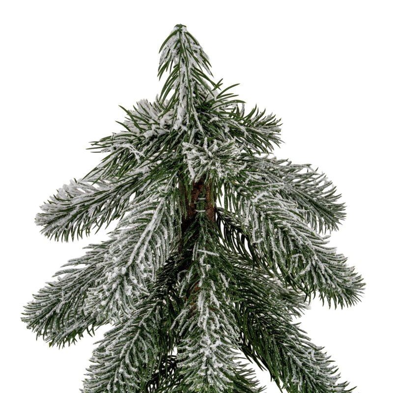 Small Snowy Pine Tree On Wooden Stand - Christmas Decor - British D'sire