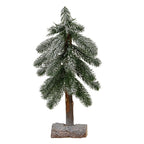 Small Snowy Pine Tree On Wooden Stand - Christmas Decor - British D'sire