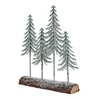 Small Snowy Spindle Tree Quad In Wood Log - Christmas Decor - British D'sire