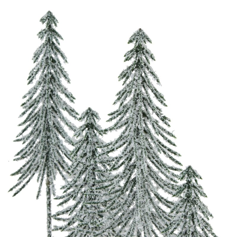 Small Snowy Spindle Tree Quad In Wood Log - Christmas Decor - British D'sire