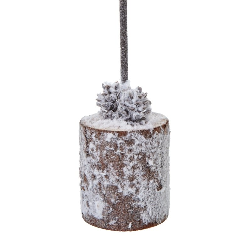 Small Snowy Tree In Wood Log Christmas Decoration - Christmas Decor - British D'sire