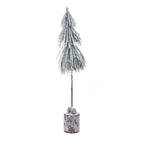 Small Snowy Tree In Wood Log Christmas Decoration - Christmas Decor - British D'sire