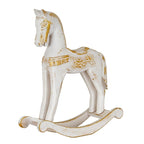 Small Whitewashed Wooden Rocking Horse - Christmas Decor - British D'sire