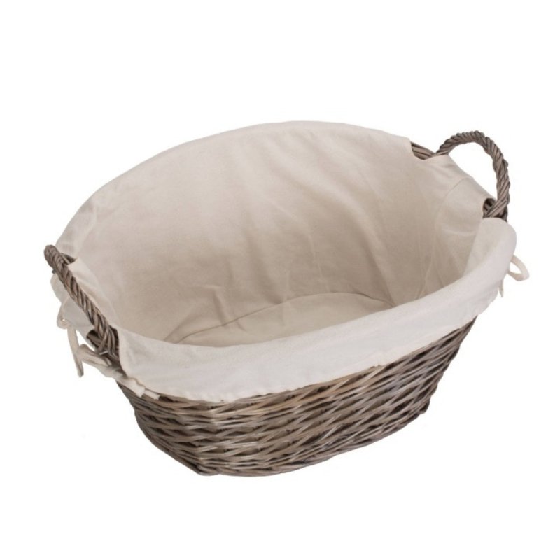 Small Wicker Wash Basket with White Lining - Laundry Baskets - British D'sire