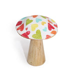 Small Wooden Mushroom - Pastel Hearts - Enamel Mushrooms - British D'sire