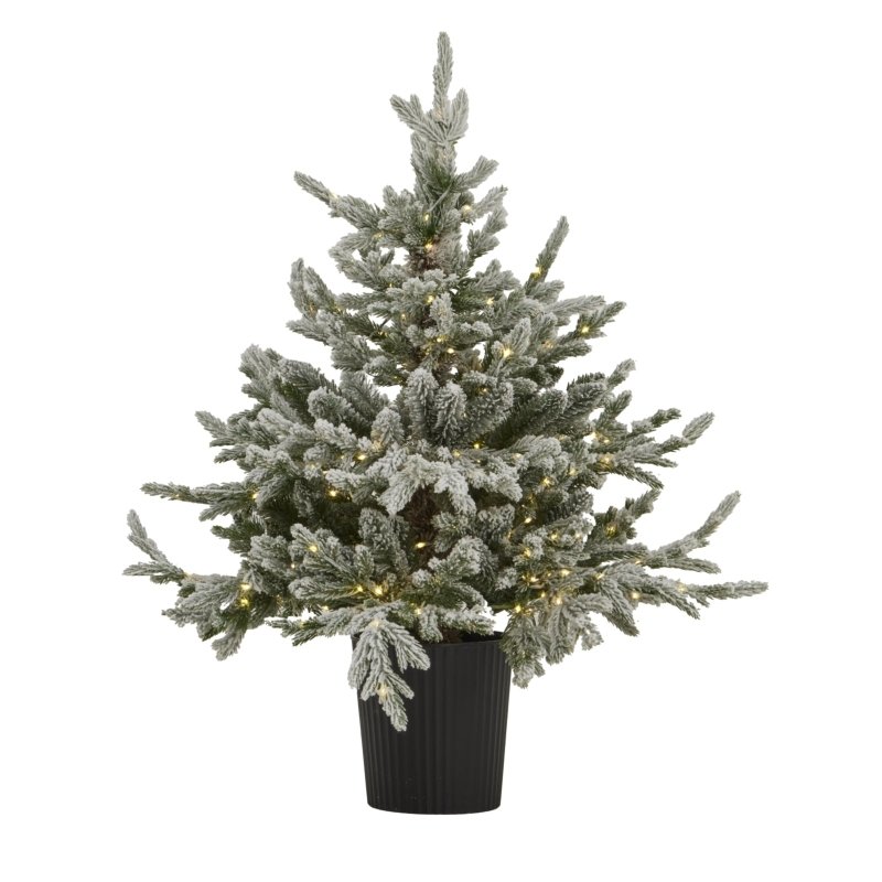 Snowy Forest Fir Pre-Lit Led 300L Christmas Tree In Pot - Christmas Decor - British D'sire