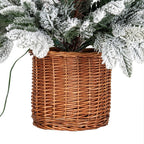 Snowy Norway Fir Pre-Lit Led 300L Fir Tree In Rattan Pot - Christmas Decor - British D'sire