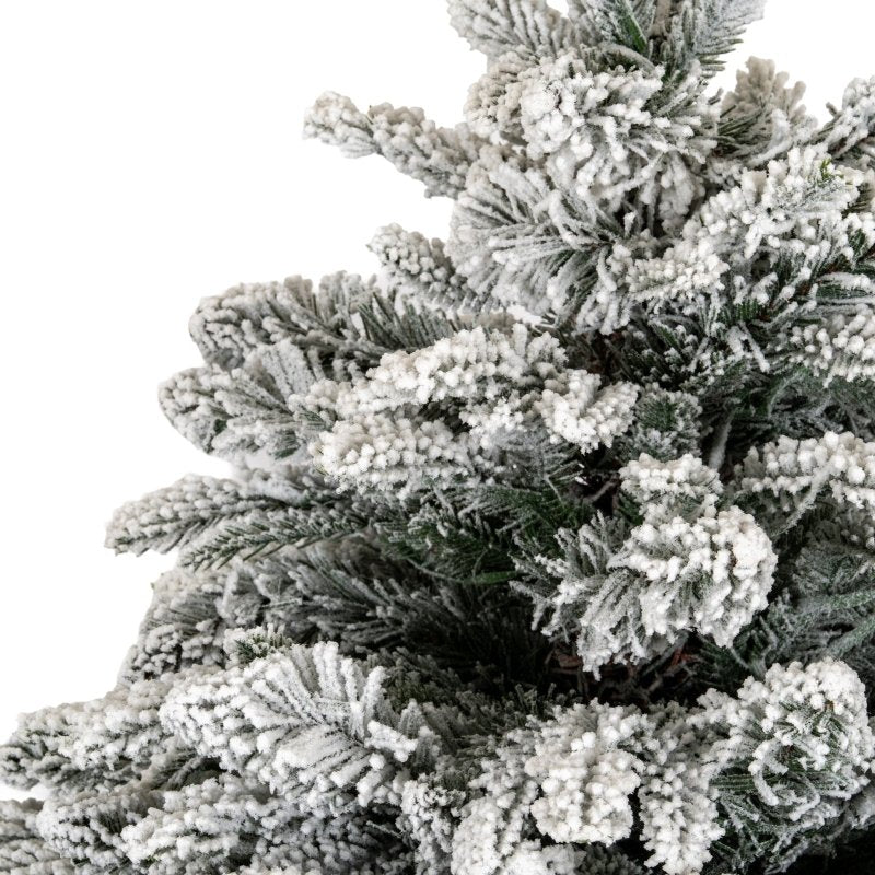 Snowy Norway Fir Pre-Lit Led 300L Fir Tree In Rattan Pot - Christmas Decor - British D'sire