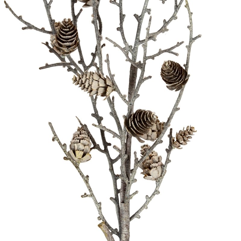 Snowy Winter Woodland Branch With Pinecones Artificial Flower Stem - Artificial Plants & Trees - British D'sire