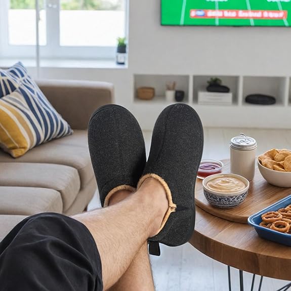 Snug Leaves Men’s Wool Felt Slippers – Elastic, Warm, Comfy - Men's shoes - British D'sire