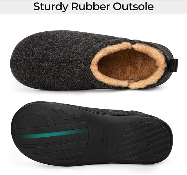 Snug Leaves Men’s Wool Felt Slippers – Elastic, Warm, Comfy - Men's shoes - British D'sire