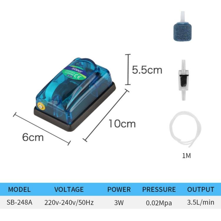 SOBO SB-248A 3W Single-hole 220-240V Transparent Ultra-Quiet Aquarium Air Pump Secondary image