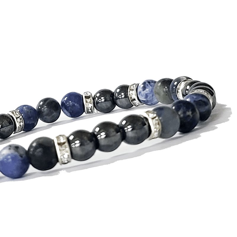 Sodalite And Hematite 6mm Bracelet for Balance and Grounding - British D'sire