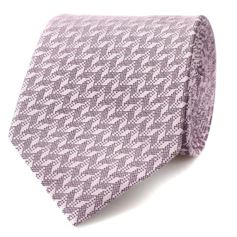 Soft Pink Herringbone Silk Tie - All Products - British D'sire