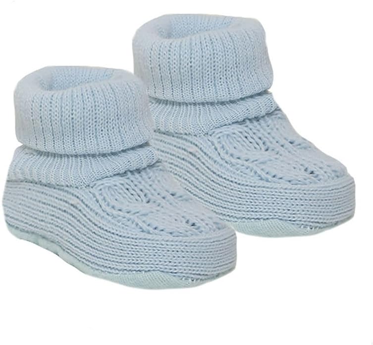 Soft Touch Royal Icon Newborn Baby Booties Baby Boys Girls Knitted Booties 1 Pair Plain Bootees NB - 3 Months 1118 - British D'sire Main image